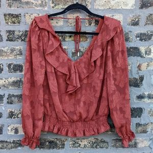 Anthropologie Tie-Back V-neck Cropped Blouse